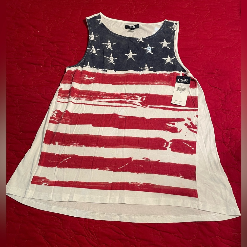 NWT 4th OF JULY CHAPS AMERICAN FLAG SHIRT MEDIUM